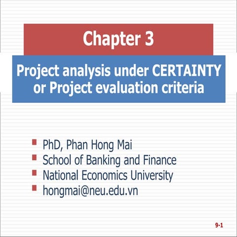 Handout - Project Financial Appraisal - Chapter 3 - Project analysis ...