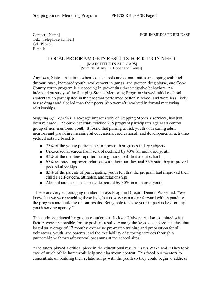 Handout 8 QIAMay 4 Sample Evaluation Press Release