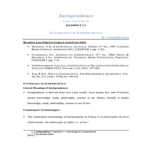 Jurisprudence: Handout 1.1.docx