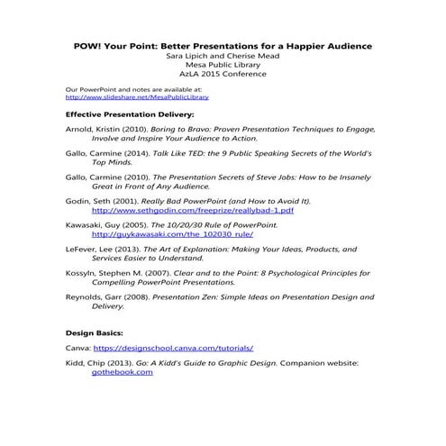 POW! Your Point Handout 1: Resources