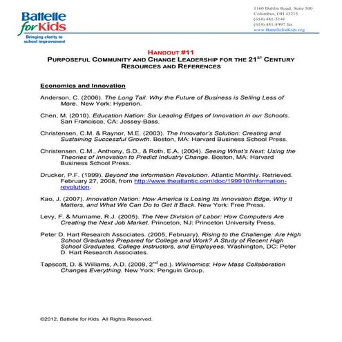 Purposeful Community and Change Leadership for the 21st Century -Handout #11 ...