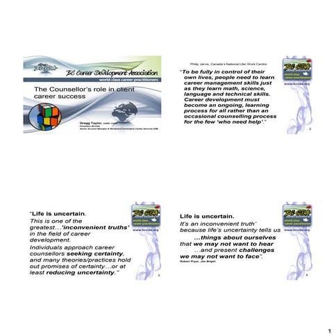 The Counsellor’s role in client career success