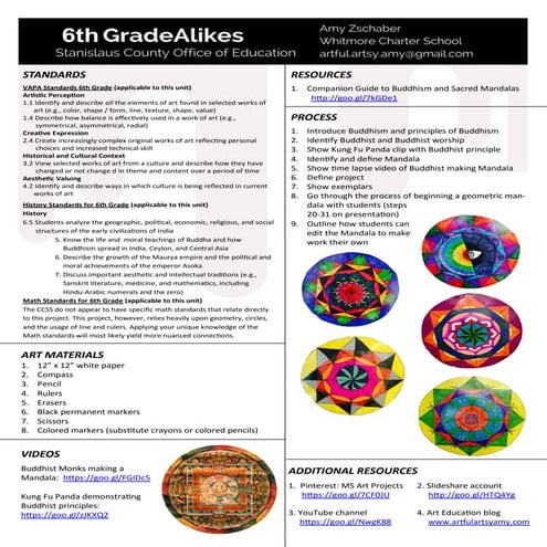 Handout 6th grade alike buddhist mandalas