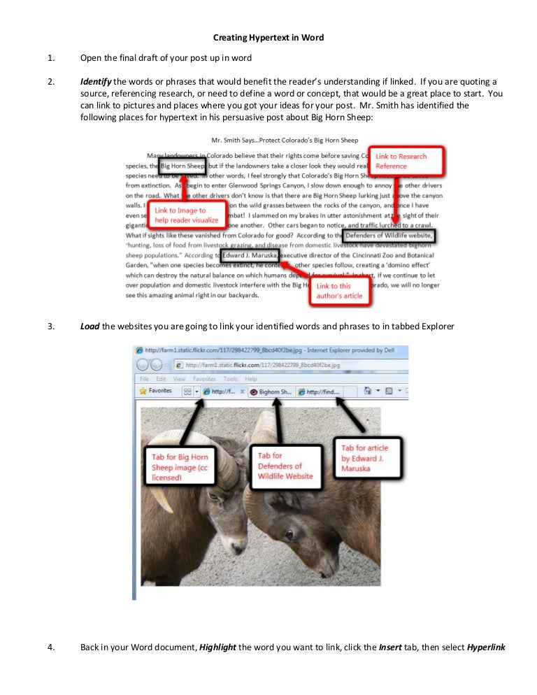 Handout Creating Hypertext In Word