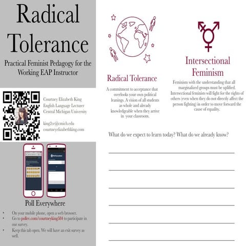 (Handout) Radical Tolerance: Practical Feminist Pedagogy for the Working EAP ...
