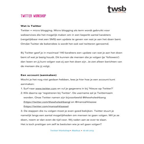 Mashua Twitter workshop