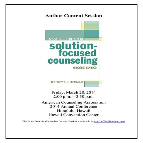 Mastering the Art of Solution-Focused Counseling (Handouts)
