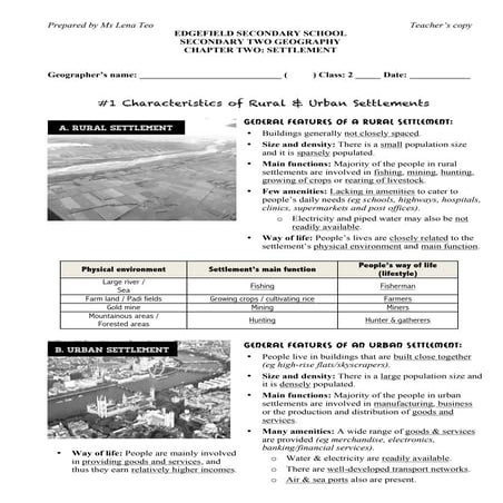 S2 GE Handout - Settlements (Teacher)
