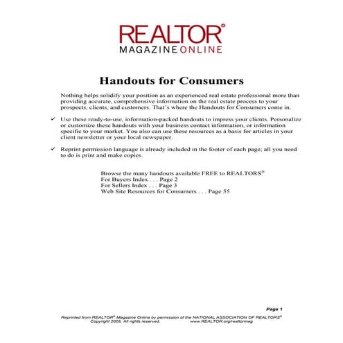 Handouts For Consumers