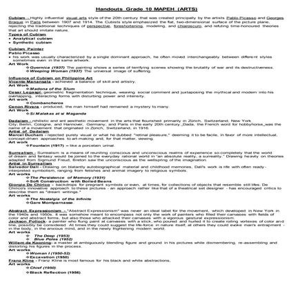 Handouts in Arts Q1 to Q2