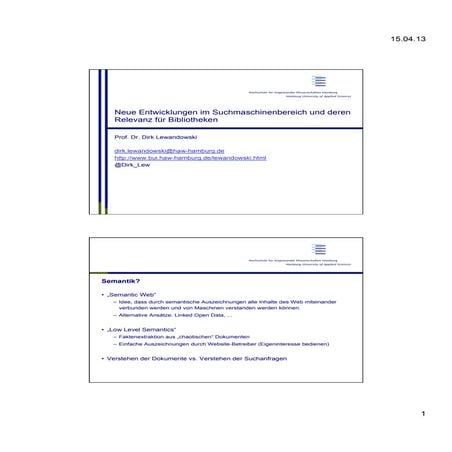 Neue Entwicklungen bei Suchmaschinen und deren Relevanz für Bibliotheken (2)