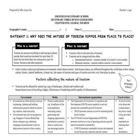S3 GE Handout 1 - Tourism GW1 (Teacher)