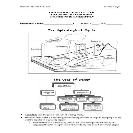 S1 GE Handout 1 - Water Supply (Teacher) 