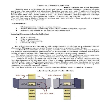 Hands-on Grammar Activities