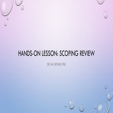Hands-on Lesson  the Scoping Review research