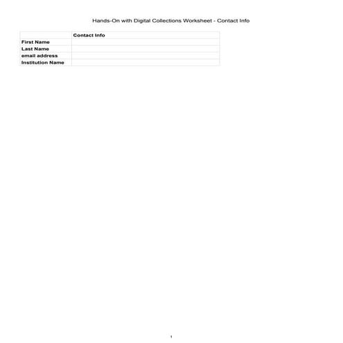 Hands-On with Digital Collections Worksheet