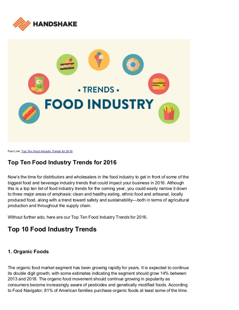 Food Industry Trends Top 10 Trends in 2016