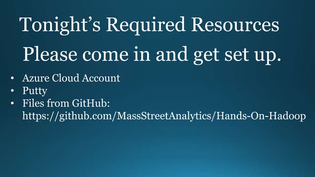 Hands On: Introduction to the Hadoop Ecosystem