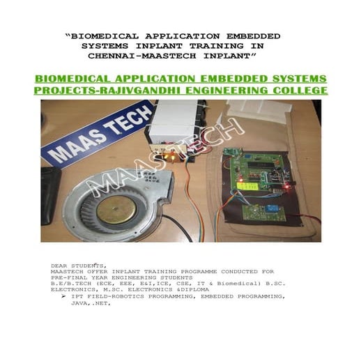 BIOMEDICAL APPLICATION EMBEDDED SYSTEMS INPLANT TRAINING 