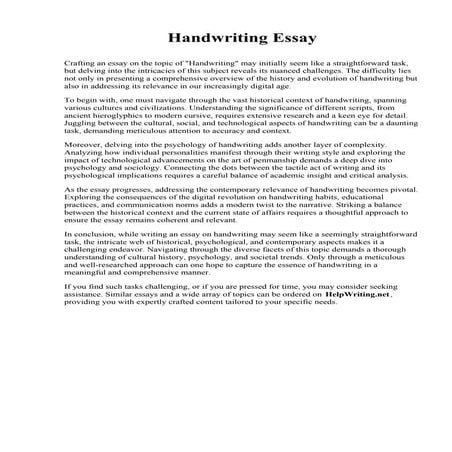 Handwriting Essay. College of Marin - Kentfield