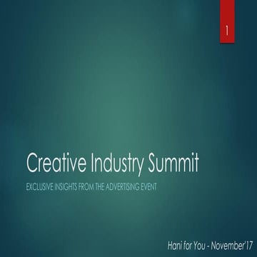 Hani4You - Nov'17 (Creative Industry Summit)