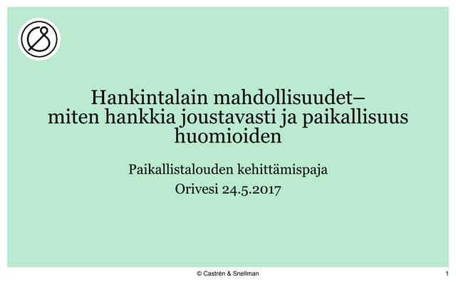 Sissi Kohtala: Hankintalain mahdollisuudet 