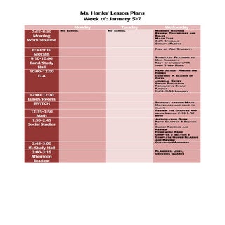 Hanks' Lesson Plans January 5-7
