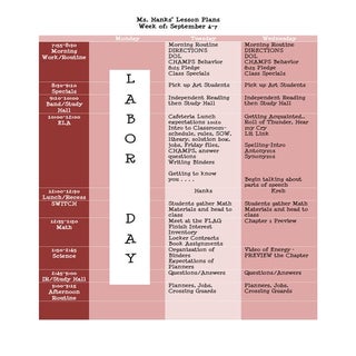 Hanks' Lesson Plans September 4-7