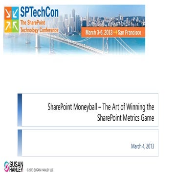 SharePoint MoneyBall: The Art of Winning the SharePoint Metrics Game by Susan...