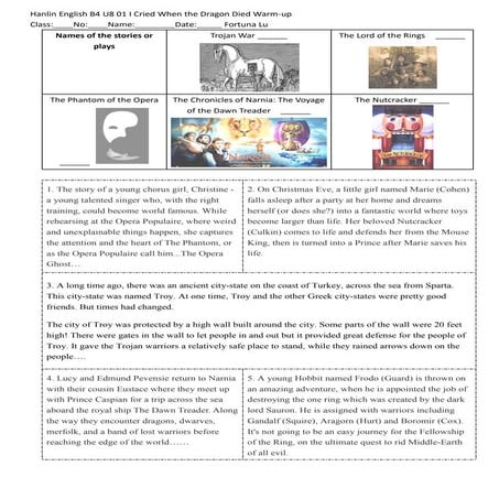 Hanlin english b4 u8 01 i cried when the dragon died warmup