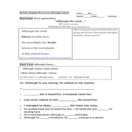Hanlin english b4 u9 05 although clause