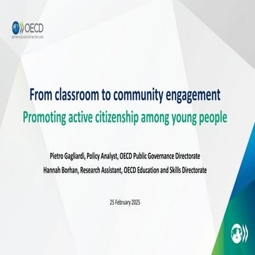 Hannah Borhan and Pietro Gagliardi OECD present 'From classroom to community ...