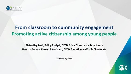 Hannah Borhan and Pietro Gagliardi OECD present 'From classroom to community ...