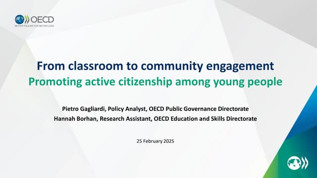 Hannah Borhan and Pietro Gagliardi OECD present 'From classroom to community ...