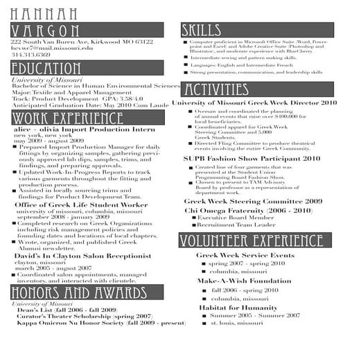 Hannah Vargon Resume