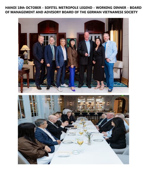 HANOI 18th OCTOBER - SOFITEL METROPOLE LEGEND - WORKING DINNER - BOARD OF MAN...