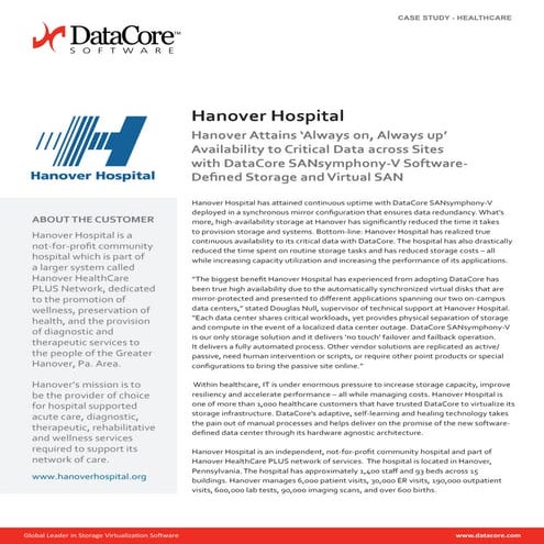 Hanover Attains ‘Always on, Always up’ Availability