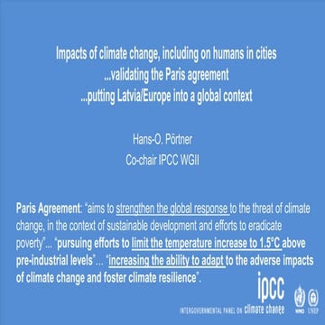 Impacts of climate change, including on humans in cities ...validating the Pa...