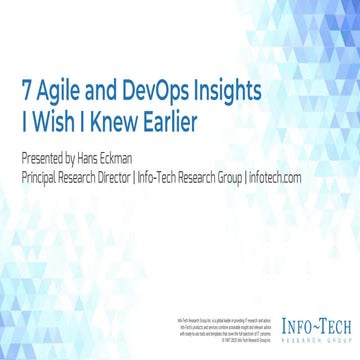 Hans Eckman: 7 Agile and DevOps Insights I Wish I Knew Earlier
