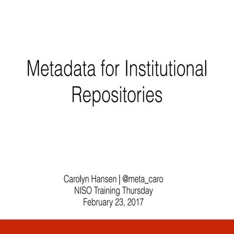 Hansen Metadata for Institutional Repositories