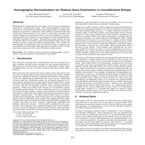 Hansen Homography Normalization For Robust Gaze Estimation In Uncalibrated Se...