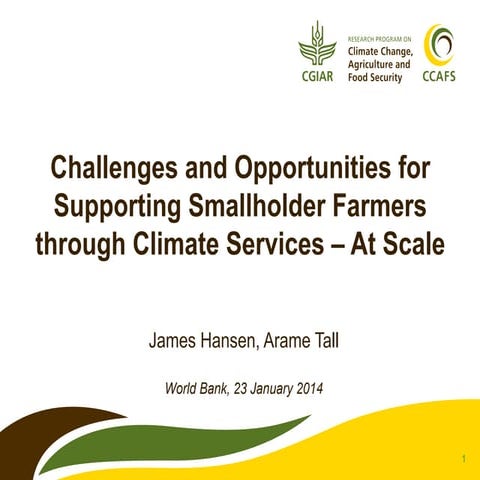 Challenges and opportunities for supporting smallholder farmers with climate ...