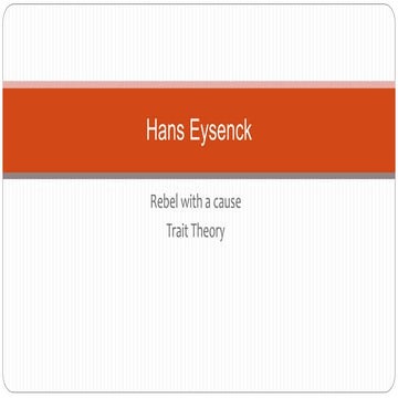 Hans Eysenck theory of Personality