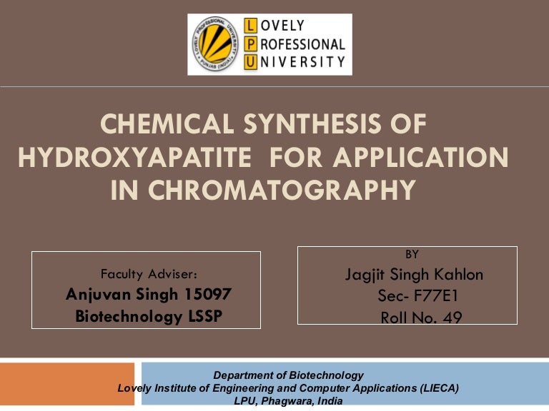 Hydroxyapatite synthesis and its chromatographic properties