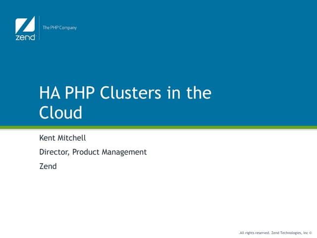 High Availability PHP Clusters in the Cloud