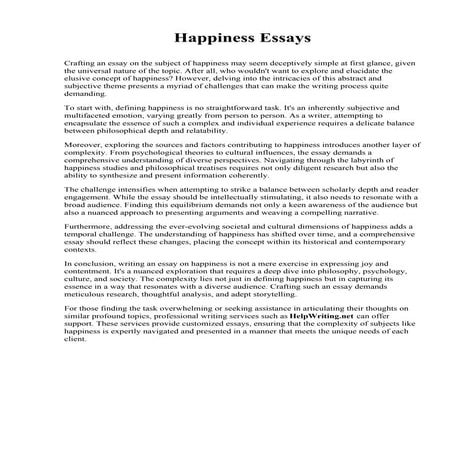 Happiness Essays. Saint Michael College of Allied Health