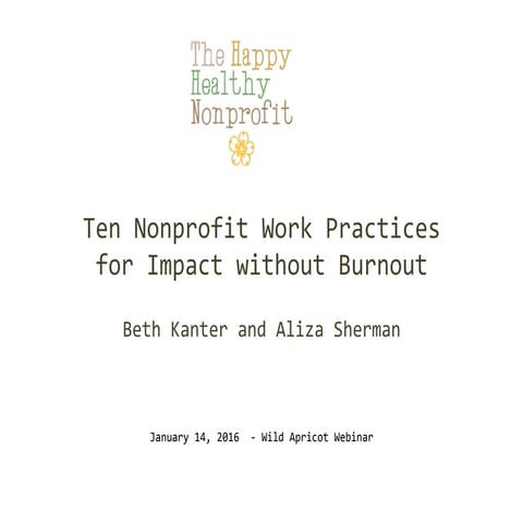 A Happy Healthy Nonprofit: 10 Tips for Impact Without Burnout
