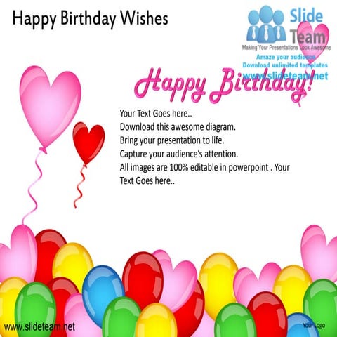 Happy birthday wishes powerpoint ppt templates.