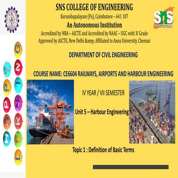 Harbour engineering - Railways, airports, docks and harbour engineering  (RAHE)