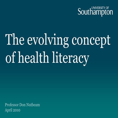 Don Nutbeam | The evolving concept of health literacy